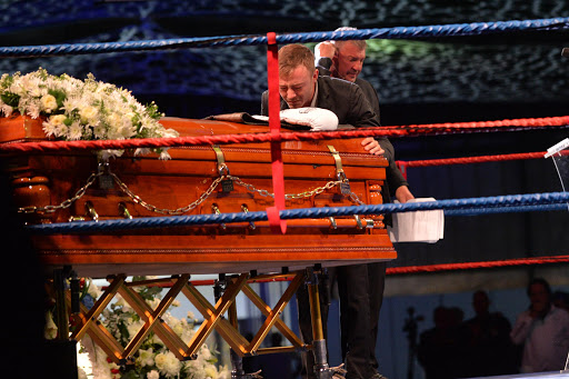 Nick Durandt's son Damian during the Memorial Service for Nick Durandt at Nasrec Expo Centre on May 05, 2017 in Johannesburg, South Africa.