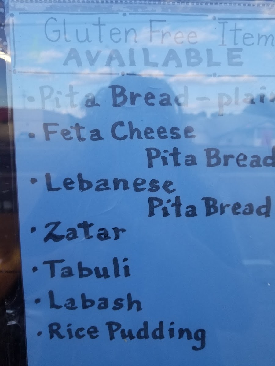 Middle Eastern Bakery and Deli gluten-free menu