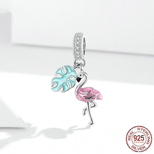 Title 5, Sterling Silver Loose Beads Flamingo Bracelet A...