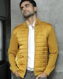 Kneto- Knitted Puffer Mens Jacket - Mustard