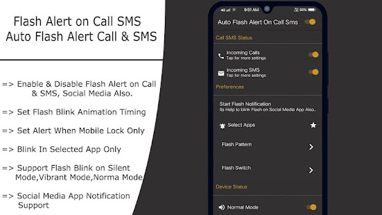 Flash on Call and SMS : Automatic flashlight 2020 Bildschirmfoto