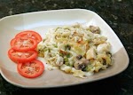 Savory Chicken Noodle Bake with Mushrooms and Parmesan was pinched from <a href="http://southernfood.about.com/od/chickencasseroles/r/bl60605b.htm" target="_blank">southernfood.about.com.</a>