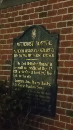 Methodist hospital Historic landmark Plaque. 