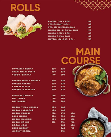 Bhukha Sher menu 