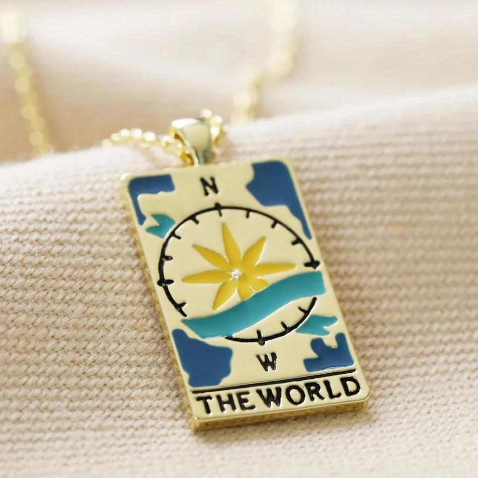 Mode sieraden kleurrijke olie ketting Tarot vierkante hanger, voor een stijlvolle en opvallende look.