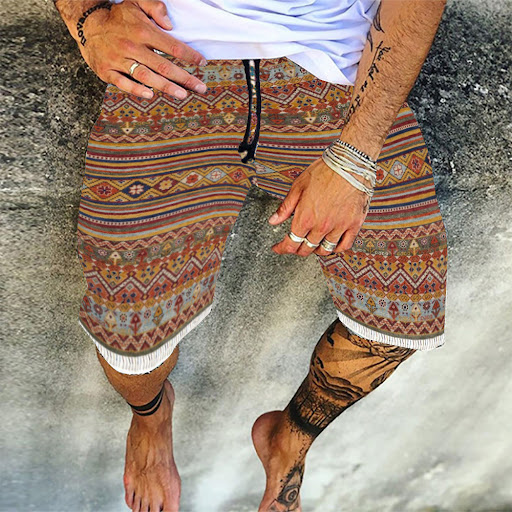 Title 8, Retro Printed Summer Loose Casual Shorts Sports...