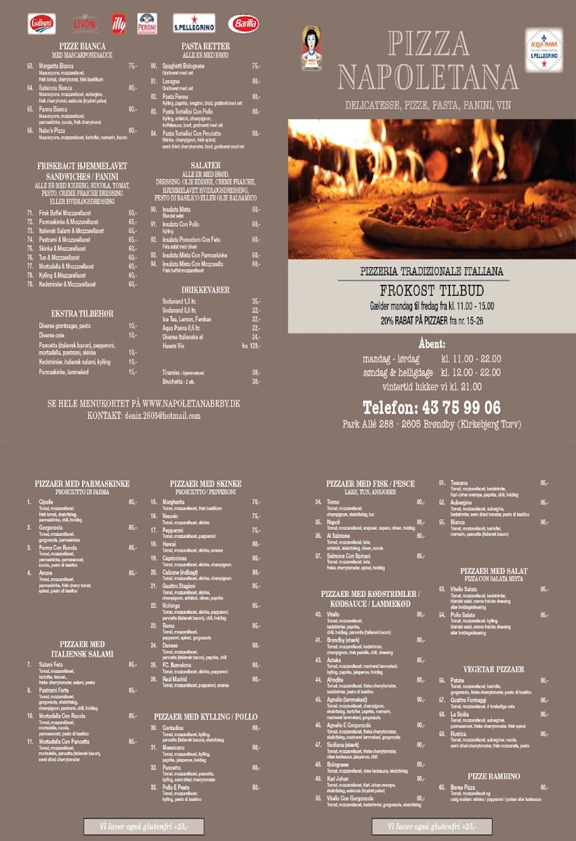 Napoletana Pizzaria gluten-free menu