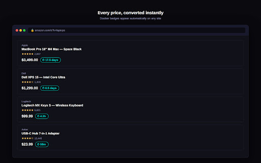 Doober - Convert Prices to Hours of Your Life screenshot 1