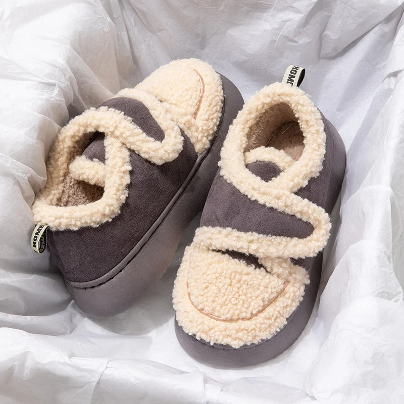Zapatos Acolchados de Algodón para Mujer Invierno Piel de Cordero Estilo Coreano Cálidos y Confortables para el Frío