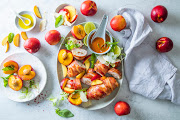 Bacon and nectarine stuffed chicken breasts.