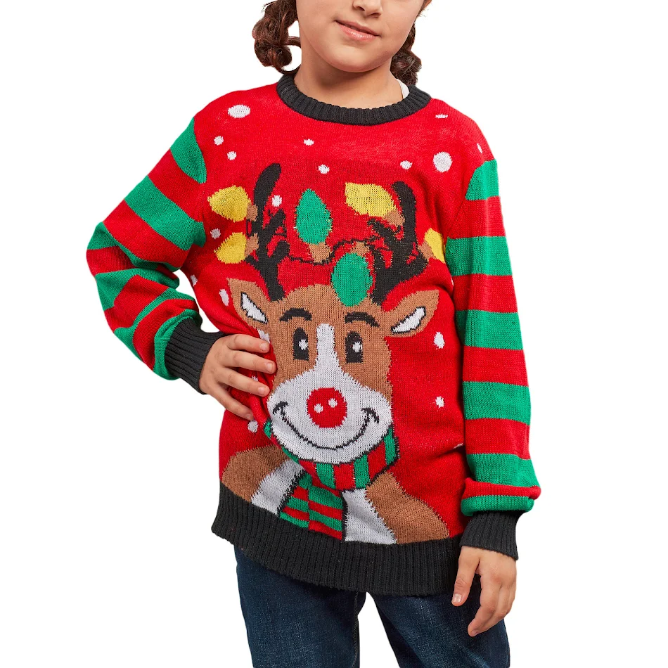 Herfst- en winterkerstkleding voor kinderen. Elf-trui met lange mouwen, houdt je kinderen warm en feestelijk. Ideaal voor de feestdagen.