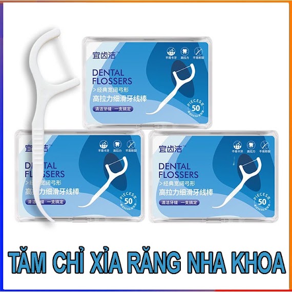 Hộp 50 Cây Tăm Chỉ Nha Khoa, Tăm Nha Khoa Tiệt Trùng Vệ Sinh Răng Miệng