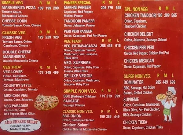 Endy Pizza menu 