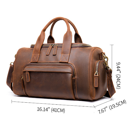 Title 2, New Leather Handmade Retro Mens Hand Luggage B...