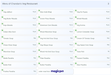 Chandan's Veg Restaurant menu 