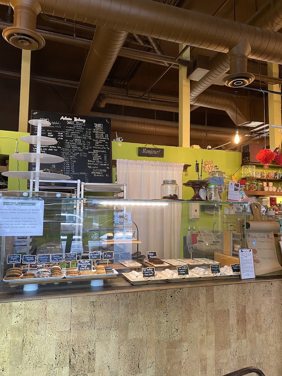 The counter and bakery display