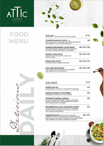 ATTIC LOUNGE menu 