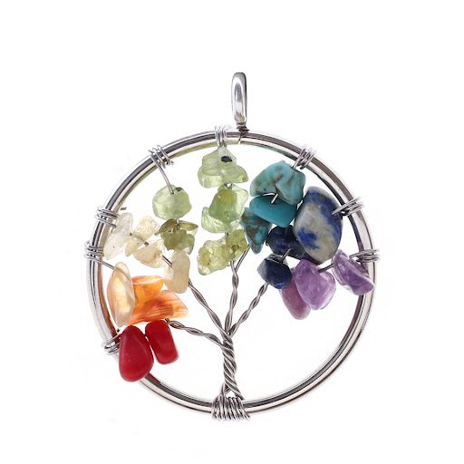 Title 3, Natural Stone Crystal Life Tree Pendant, a Symb...
