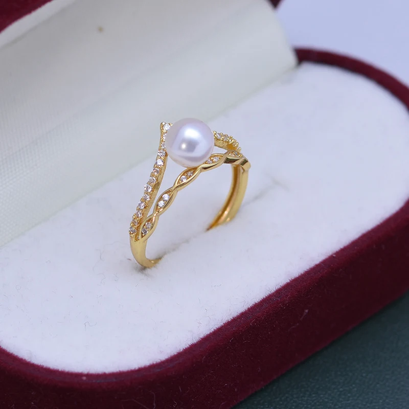 Freshwater Pearl Perfect Circle White Ring S925 Silver Adjustable. Elegant, timeless design with a perfect freshwater pe