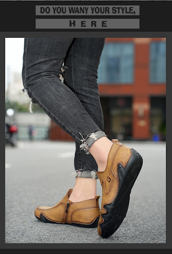 Title 7, Mens Mid-top Zipper Casual Leather Shoes, offe...