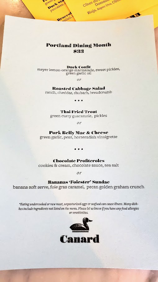 Portland Dining Month 2020 at Canard