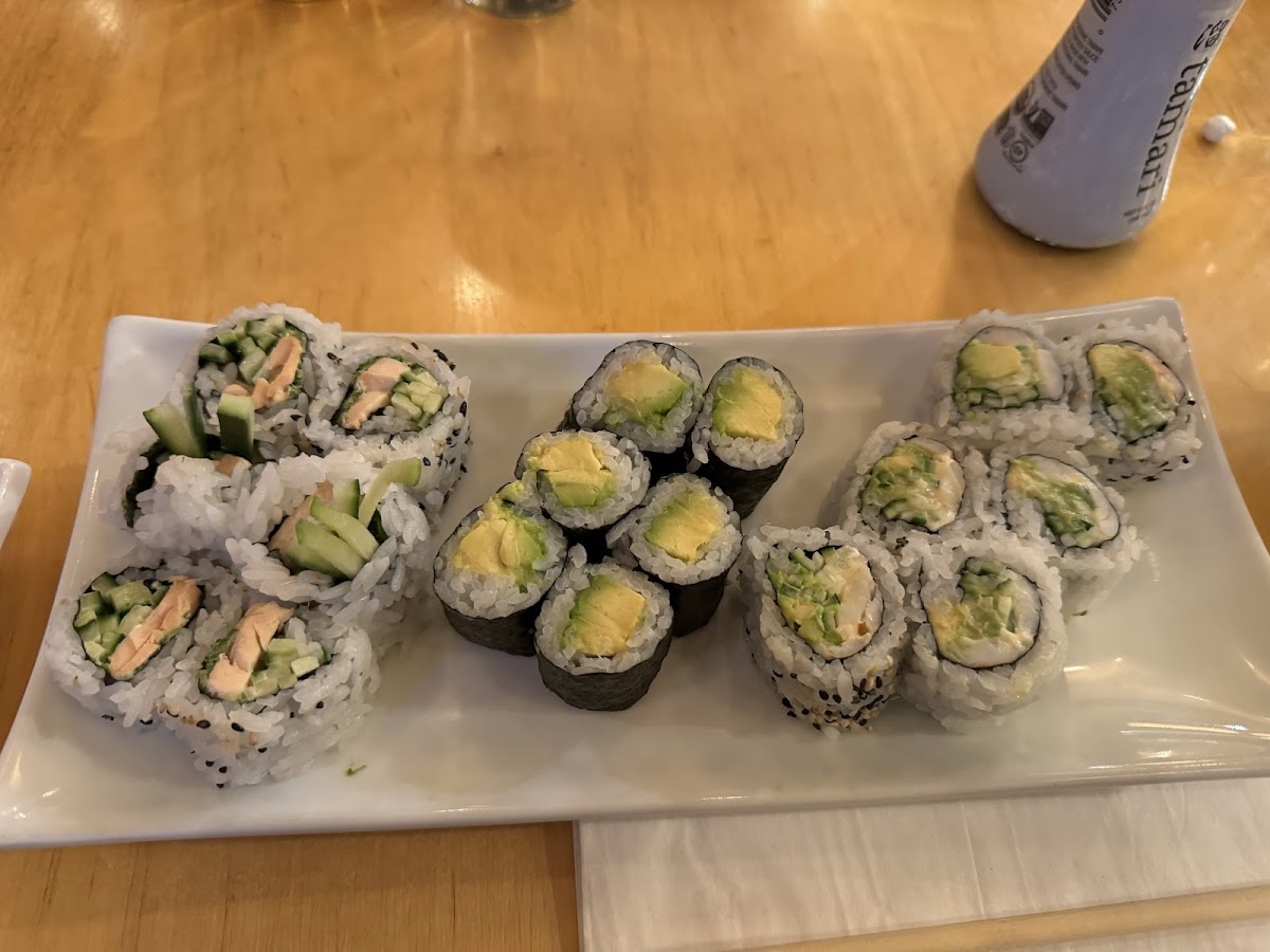 Boston roll, avocado roll, ebi-q roll