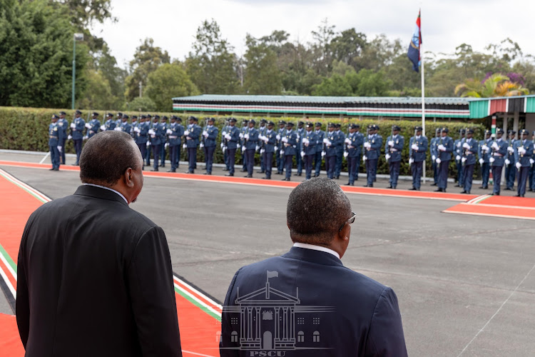 President Uhuru Kenyatta receives Guinea-Bissau counterpart Umaro Sissoco Embaló at State House on Friday, July 15,2022.