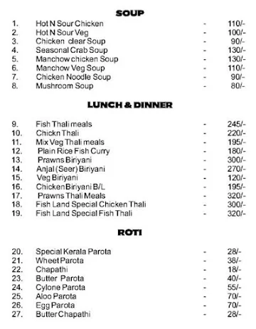 Hotel Crown Fishland menu 