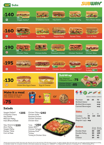 Subway menu 