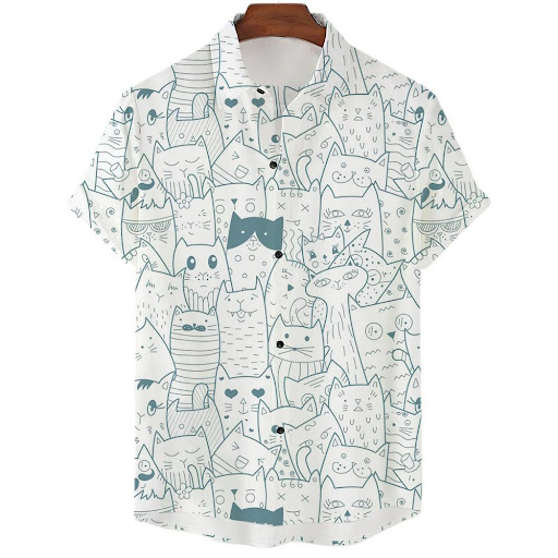 Title 2, Mens Fashion Casual 3D Digital Print Loose Shi...