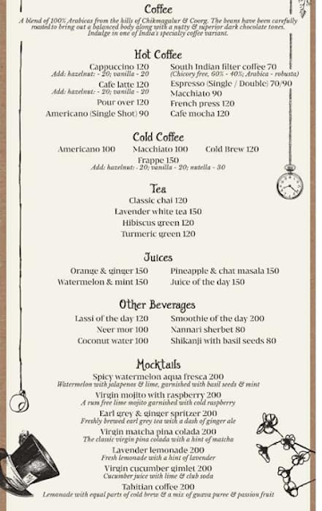 The Hatter's Table menu 