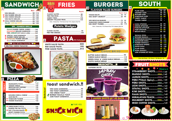 Snackwich menu 