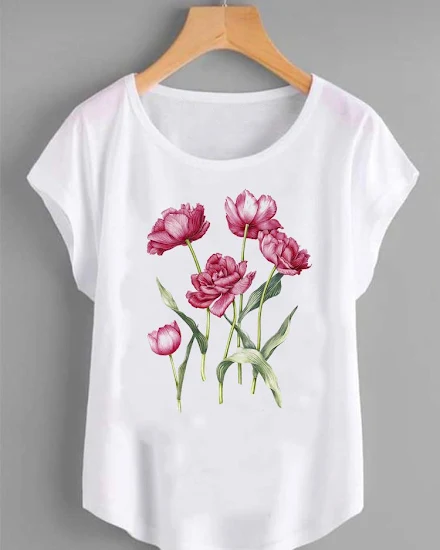 Fashion Shirt Female Flower 90s Cute Trend Graphic T Top ... - 0