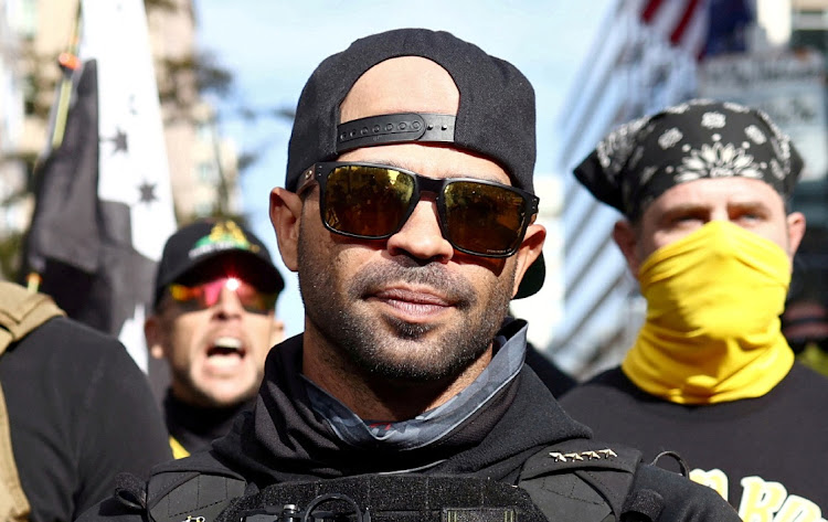 Proud Boys former leader Enrique Tarrio at a pro-Trump rally in Washington, the US, November 14 2020. Picture: HANNAH MCKAY/REUTERS