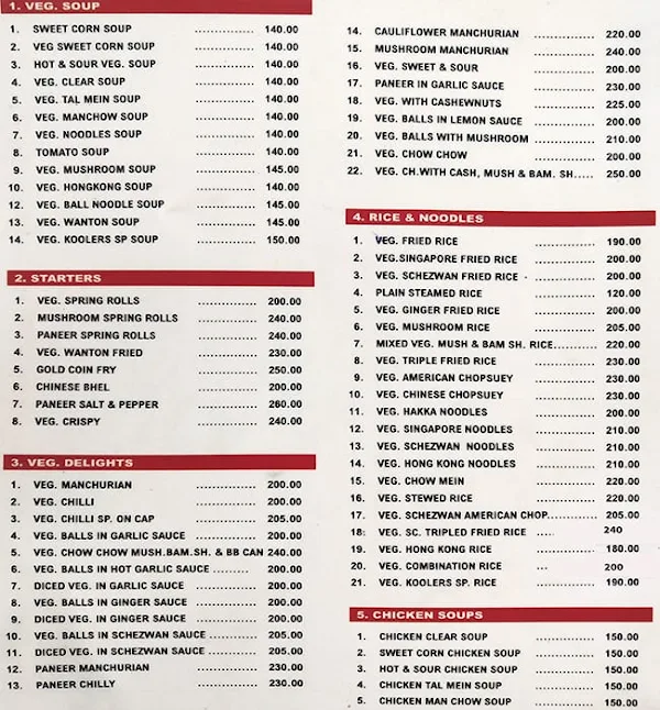 Koolers menu 