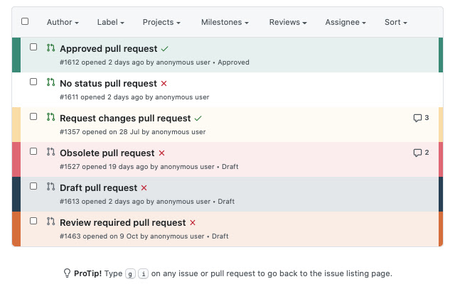 Github Pull Requests Highlighter chrome extension