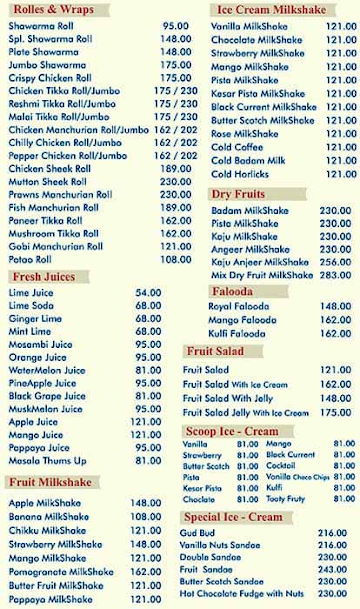 New Kadai Family Restaurant menu 