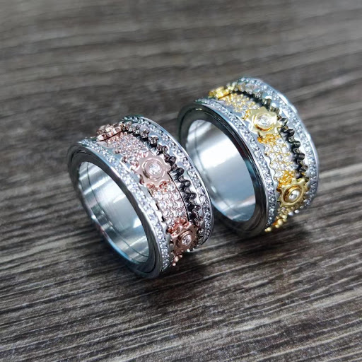 Title 5, Fashion Eyelet Star Wheel Spinning Ring Anxiety...