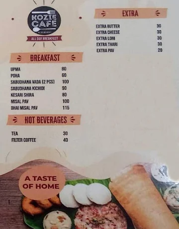 Kozie Cafe menu 