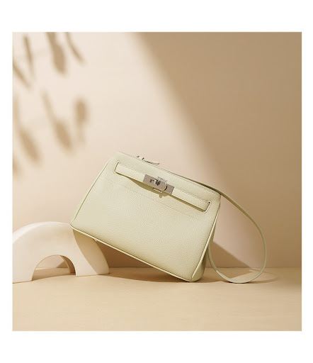 Title 16, First Layer Cowhide Vintage Lock Underarm Bag C...