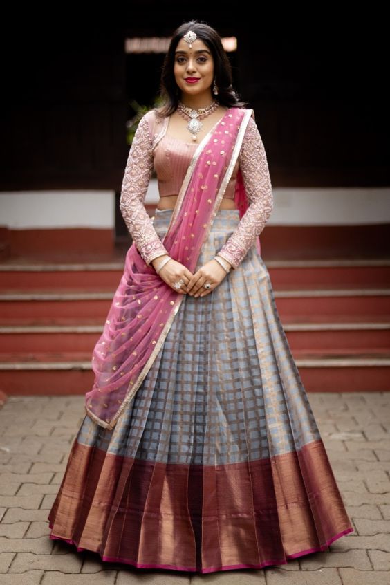 An old silk saree made into a skirt and crop top.