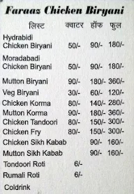 Faraz Muradabadi Chicken Biryani menu 1