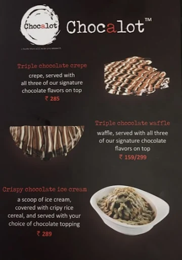 Chocalot menu 