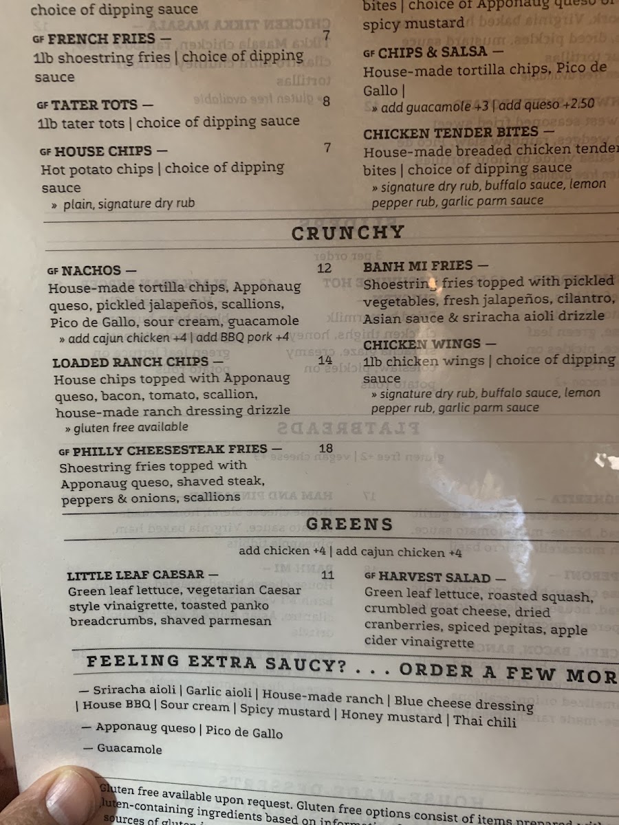 Apponaug Brewing Company gluten-free menu