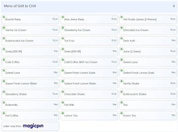 Grill to Chill menu 