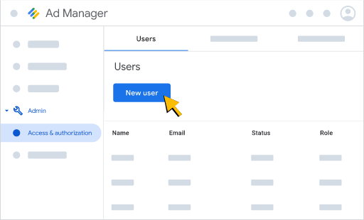 An example of the "New user" option in Ad Manager