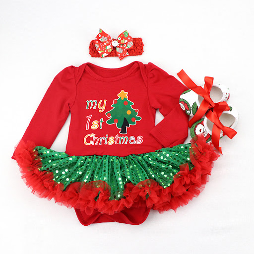Title 7, Newborn Baby Christmas Long Sleeve Romper Dress...