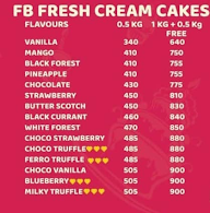 FB Cakes menu 1