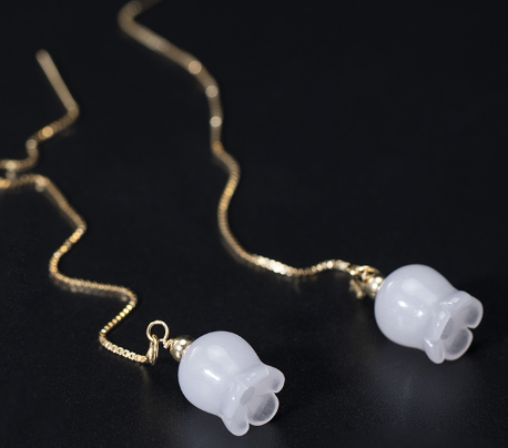 Witte Jade Windgong Oorbellen Zilver Retro Etnische Stijl Dames Oorbellen Eenvoudig Elegant Sieraden Ideaal voor cadeau en dagelijks gebruik