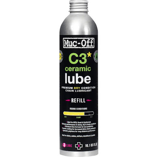 Muc-Off C3 Wet Ceramic Bike Chain Lube - 300ml, Aluminum Refill Bottle